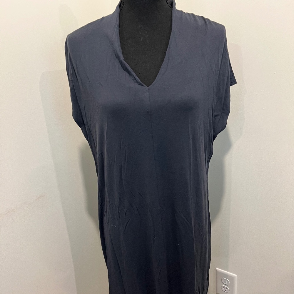 Eileen Fischer Cap Sleeve T-shirt Dress - Size XL - navy blue